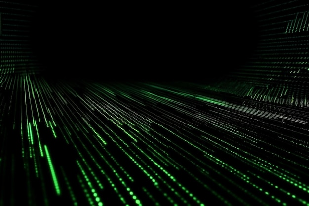 Abstract neon green laser beams over a dark background ultraviolet spectrum Generative AI
