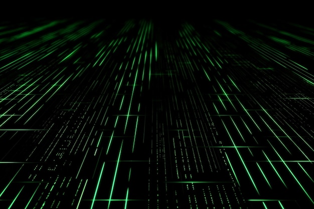 Abstract neon green laser beams over a dark background ultraviolet spectrum Generative AI