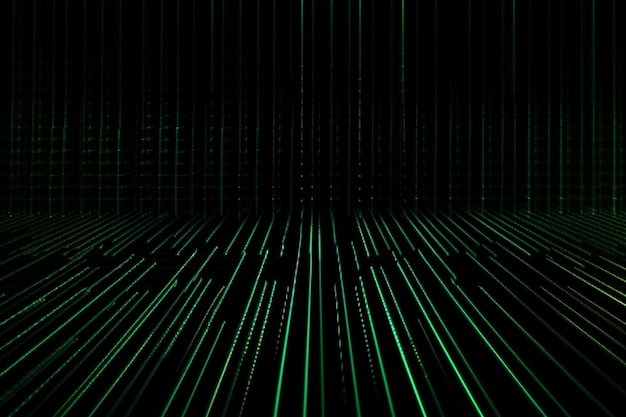 Abstract neon green laser beams over a dark background ultraviolet spectrum Generative AI