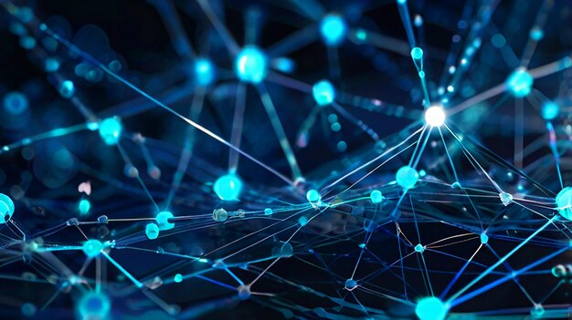 Abstract Network Connections with BlueToned Dots and Lines Background bokeh light