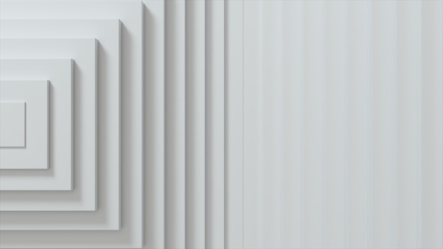 Abstract pattern of squares with offset effect. White blank cubes.