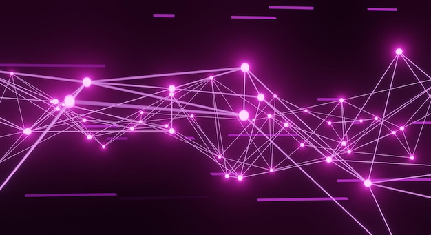 Abstract pink plexus background connection lines and dots for tech Science background Big data complex with compounds Lines plexus Big data visualization Network or connection 3d rendering