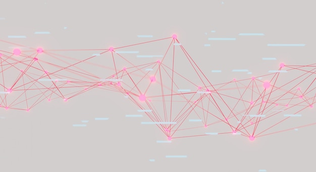 Abstract pink plexus background connection lines and dots for tech Science background Big data complex with compounds Lines plexus Big data visualization Network or connection3d rendering
