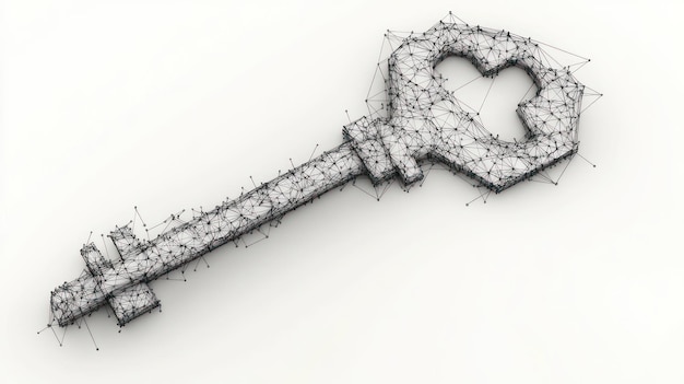 Abstract polygonal key with heartshaped bow