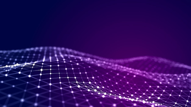 Abstract polygonal space Low poly 3d wire Artificial Intelligence 3D rendering