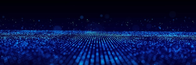 Abstract radiant mesh background Glow of futuristic sound particles Flow digital structure 3D rendering