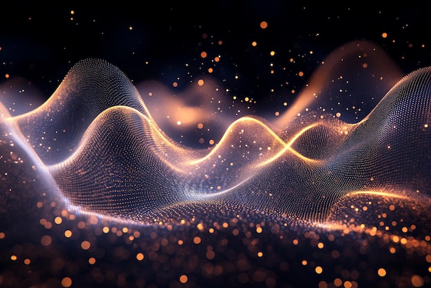 abstract sound and music visualization with flowing waves and vibrant colors