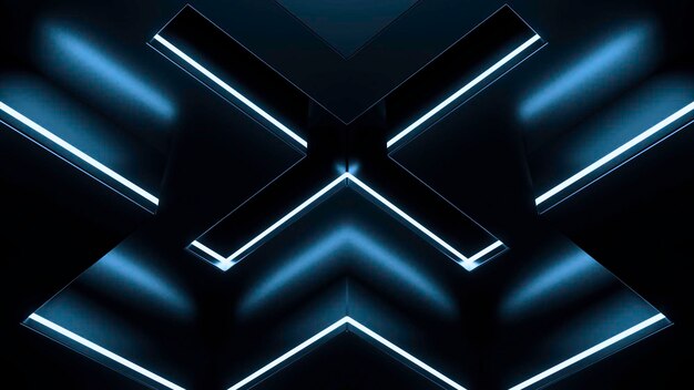 Abstract technology background with bright neon lights design bright geometric pattern with a cross