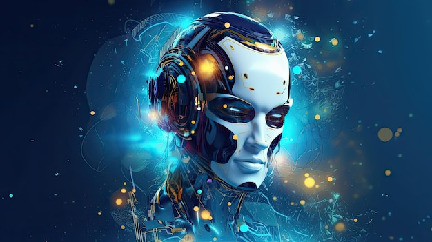 Abstract technology chatbot AI android robot digital art style background wallpaper Generative AI