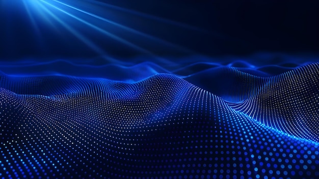 Abstract technology futuristic digital concept dot pattern with lighting glowing particles on dark
