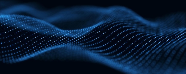 Abstract technology wave Flow of particles Big data transfer visualization 3d rendering