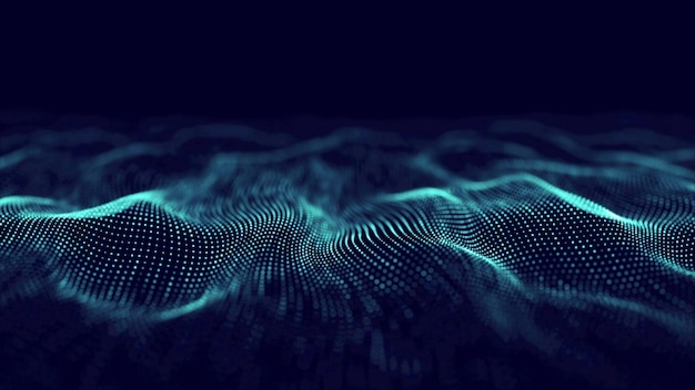 Abstract technology wave Flow of particles Big data transfer visualization 3d rendering