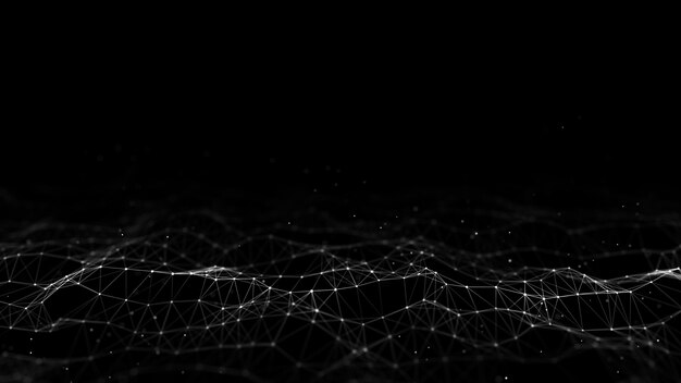 Abstract technology wave of particles Big data visualization Background with motion dots Ai