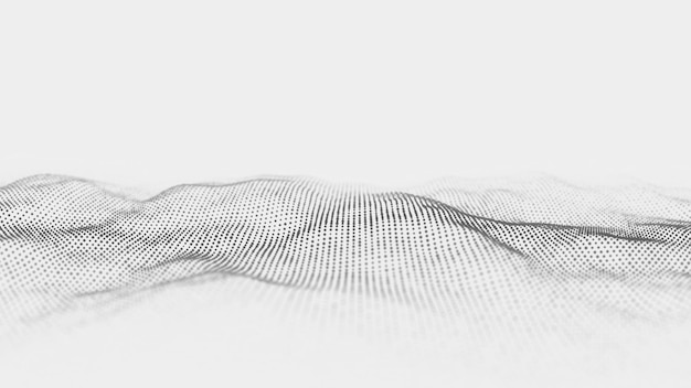 Abstract technology wave of particles Big data visualization Background with motion dots Artificial intelligence 3d rendering