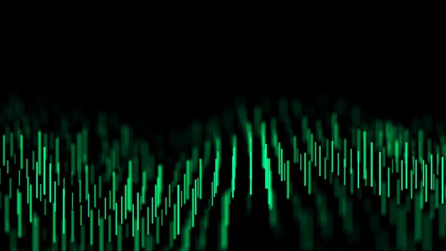 Abstract technology wave of particles Big data visualization Dark background with motion lines