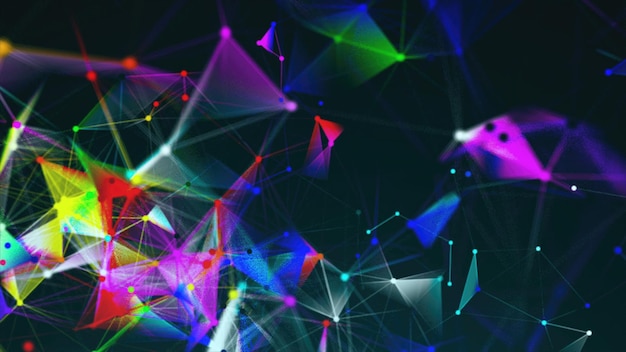 Abstract triangulation plexus with connections in space background with connecting dots and lines 3d rendering backdrop