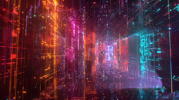 Abstract tunnel of glow blue pink lights Digital art and futuristic AIG53F