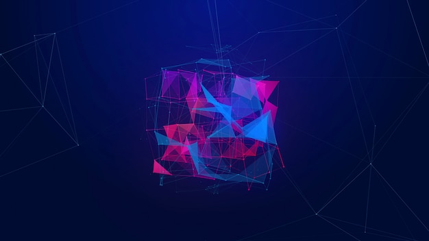 Abstract violet and magenta triangle plexus background