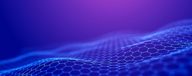 Abstract wave of musical sounds Smooth information transfer 3D rendering