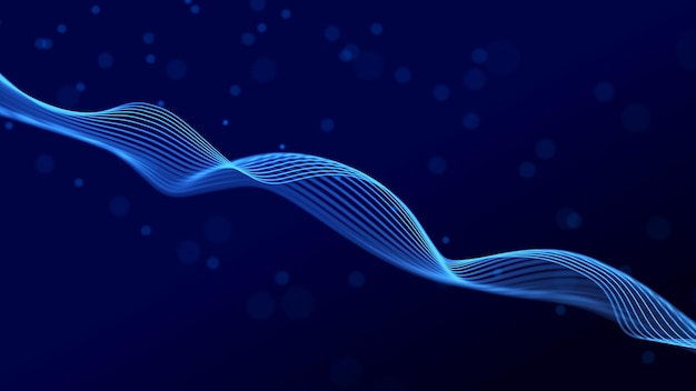 Abstract wave of sound particles Equalizer for music Signal transmission 3d rendering