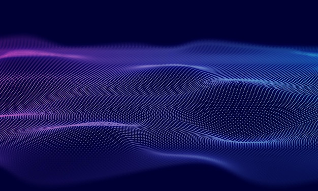 Abstract wave technology background with blue light smooth and flow