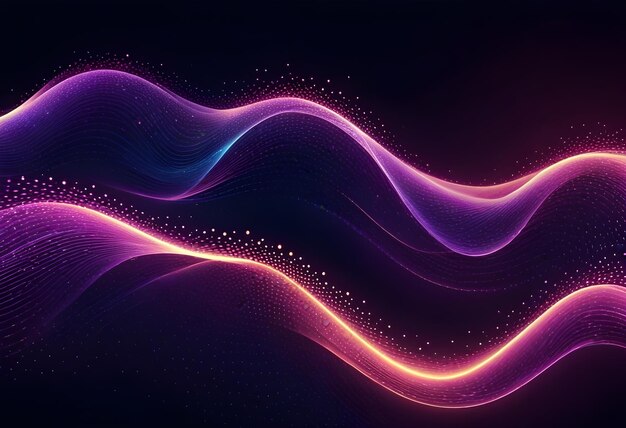 Abstract Waving Particle Technology Background Design Abstract wave moving dots flow particles