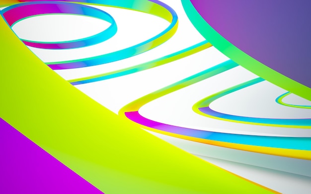 abstract white and colored gradient glasses interior multilevel public space with window 3d