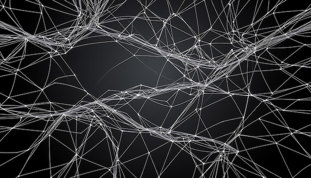 Abstract white lines forming a weblike pattern on a black background