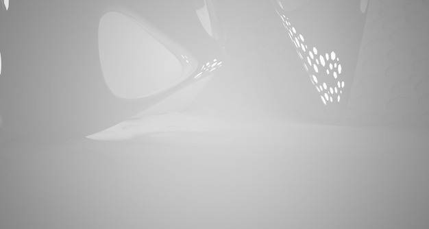 abstract white parametric interior with window 3d illustration and rendering