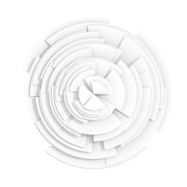 Abstract white pie chart 3d rendered image flat design isolated on white background