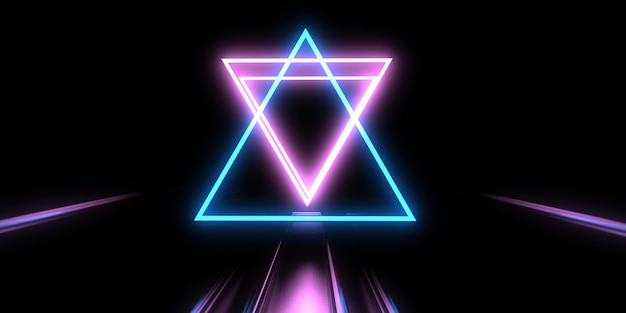Abstrakt 3D-bakgrund med neonljus, neon tunnelrymdskonstruktion 3D-illustration