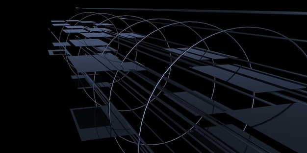 Abstrakt 3D-bakgrund med neonljus, neon tunnelrymdskonstruktion 3D-illustration