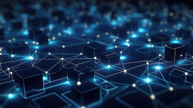 Abstrakt baggrund med linjer og prikker forbinder Oprettet med Generative AI-teknologi
