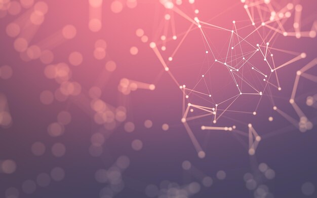 Abstrakt baggrund Molekyler teknologi med polygonale former, der forbinder prikker og linjer Forbindelsesstruktur Visualisering af big data