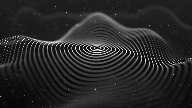 Abstrakt bakgrund med spindelnät Dynamisk våg av partiklar Big data 3d-rendering