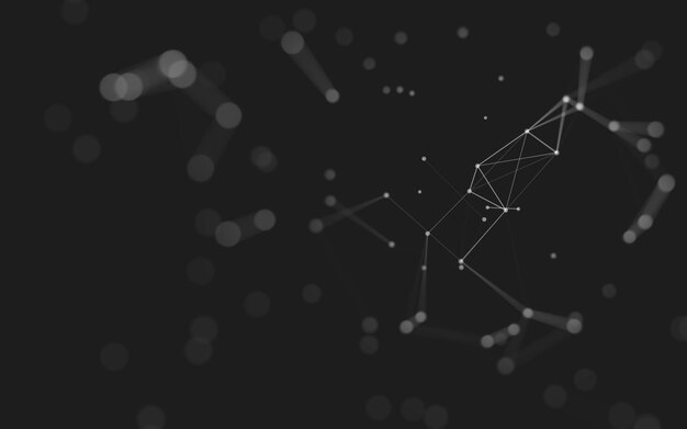 Abstrakt bakgrund Molekylär teknologi med polygonala former som sammanbinder punkter och linjer Anslutningsstruktur Visualisering av stora datamängder