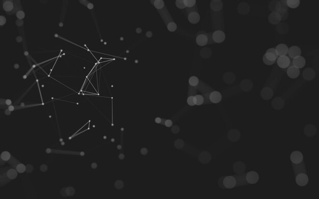 Abstrakt bakgrund Molekylär teknologi med polygonala former som sammanbinder punkter och linjer Anslutningsstruktur Visualisering av stora datamängder