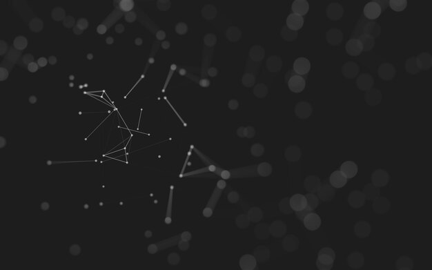 Abstrakt bakgrund. Molekylteknologi med polygonala former, sammankopplade punkter och linjer. Anslutningsstruktur. Visualisering av big data.
