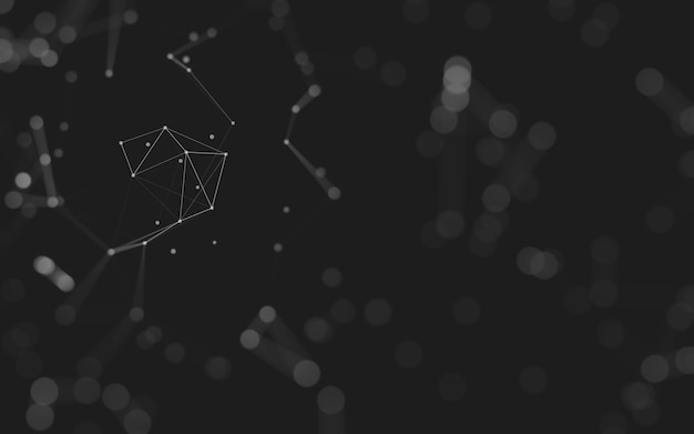 Abstrakt bakgrund. Molekylteknologi med polygonala former, sammankopplade punkter och linjer. Anslutningsstruktur. Visualisering av big data.