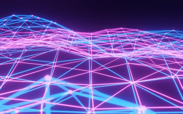 Abstrakt futuristisk med polygonale former baggrund Digitalt teknologi koncept 3D-rendering
