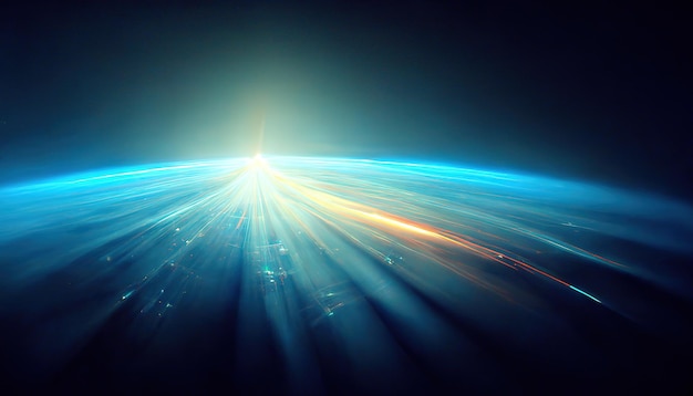 Abstrakt futuristisk teknisk bakgrund med linjer för nätverk, big data, datacenter, server och internethastighet. Abstrakta neonljus in i digital teknik-tunnel