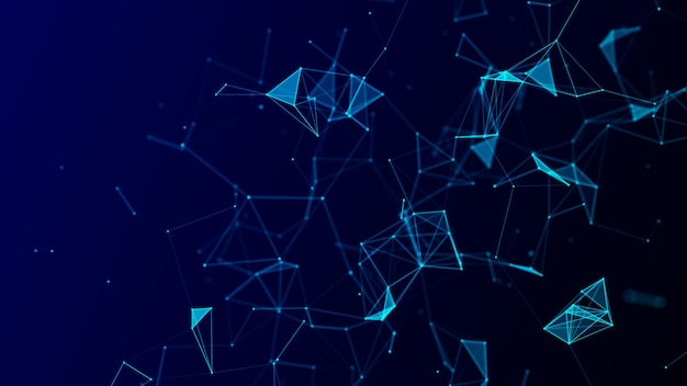 Abstrakt geometrisk bakgrund med anslutande punkter och linjer Abstrakt blå digital bakgrund Nätverkskoncept