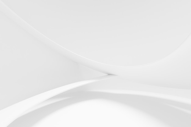 Abstrakt hvid arkitektur baggrund. 3D-rendering. Moderne geometrisk wallpaper. Futuristisk teknologidesign