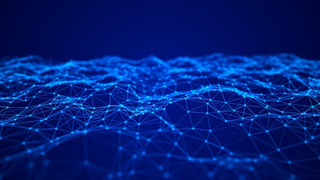 Abstrakt teknikbakgrund Nätverksanslutningsstruktur Vetenskapsbakgrund Stor data digital bakgrund 3D-rendering