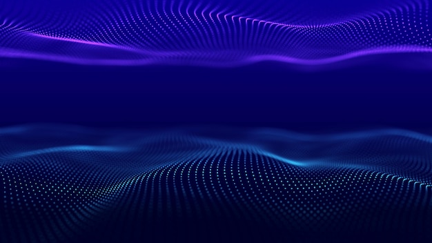 Abstrakt våg av prickar i blå och lila toner Equalizer för musik 3D-rendera