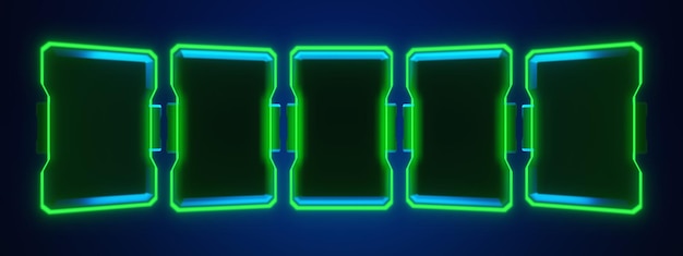 Abstrakt videospilbaggrund med esport scifi gaming cyberpunk VR virtual reality simulation og metaverse scene stand piedestal scene 3D-rendering futuristisk neon glød rum