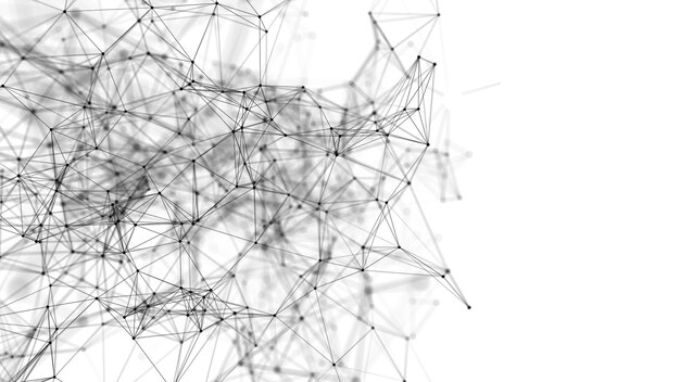 Abstrakt vit bakgrund med rörliga linjer och prickar. Nätverksanslutning. Världsomspännande Internetanslutning. Illustration av stora data 3D-rendering.