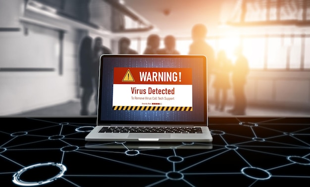 Advarsel om virus på computerskærm afslører moderne cybertrussel