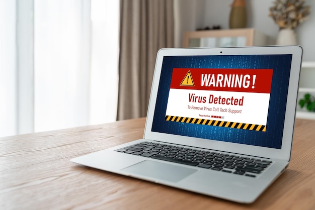 Advarsel om virus på computerskærm afslører moderne cybertrussel