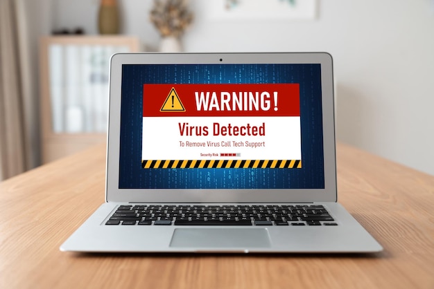 Advarsel om virus på computerskærm afslører moderne cybertrussel